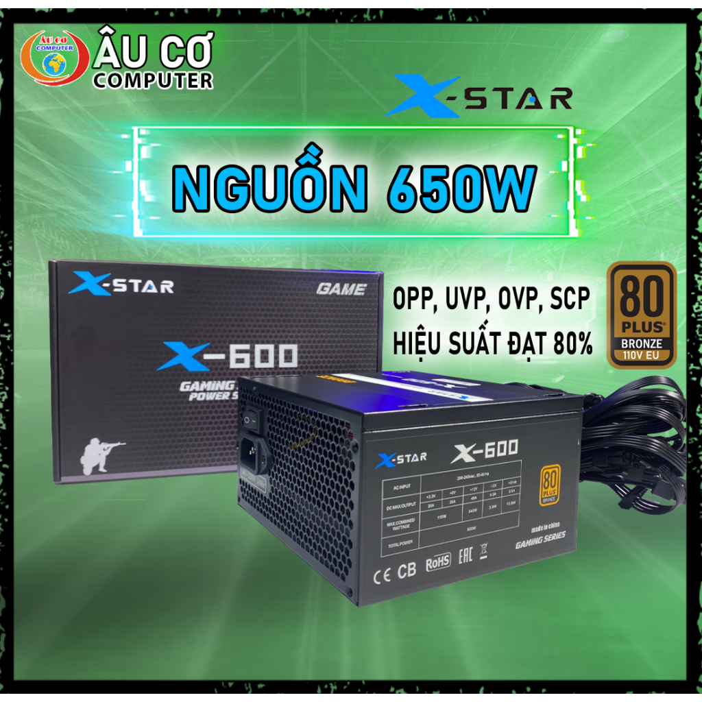 CHEAP 650W แหล่งจ่ายไฟคอมพิวเตอร์ X-Star X-650 ความจุจริง PSU XSTAR 80% ประสิทธิภาพสําหรับพีซีกราฟิก