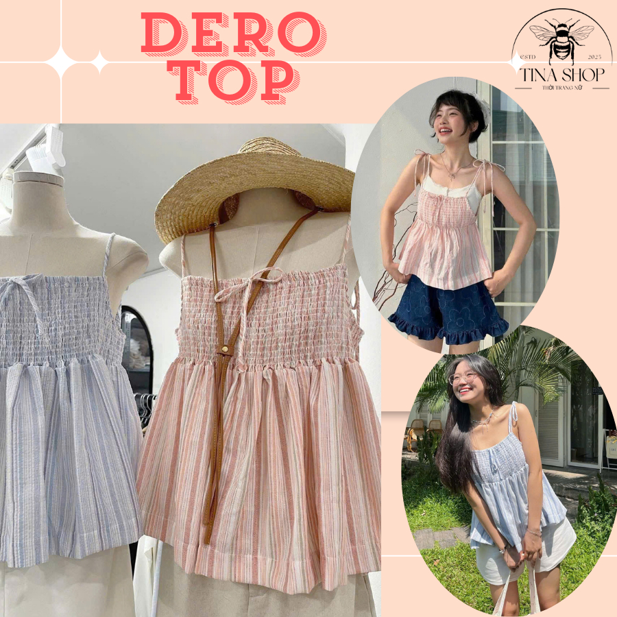 DERO TOP - COOL LINEN BABYDOLL 2-STRING SHIRT - TINA SHOP