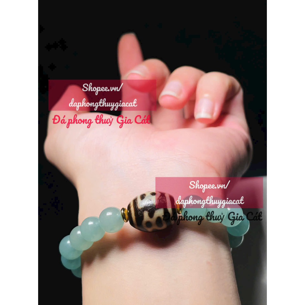 ดาท. Anh Blue Mixed Dzi Svip กําไลข้อมือและกําไล ขนาด 8mm สินค้าตรวจสอบแล้ว