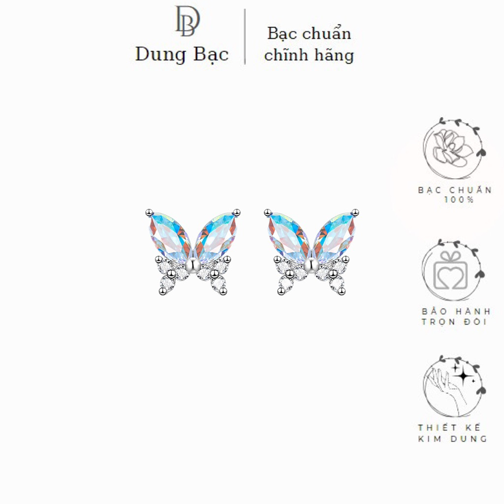 ต่างหูเงินผู้หญิง Dung Bac ต่างหูผีเสื้อเงินประกาย Dung Bac