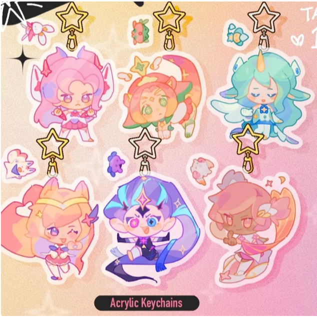 ชุดพวงกุญแจและสติ๊กเกอร์ Star Guardian – Kaisa / Neeko / Soraka / Ahri / Zoe / Taliyah – LoL Acrylic