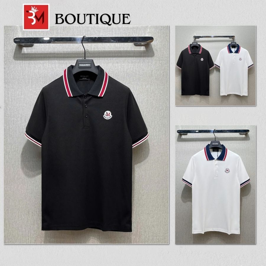 เสื้อโปโล Maisson ปักโลโก้ที่หน้าอกและชายแดนสีแดงคุณภาพสูงสุด - LM เสื้อโปโลผู้ชายและผู้หญิงในผ้าฝ้า