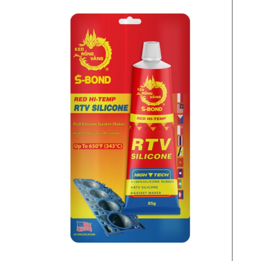 กาวปะเก็นแดง หลอด 32g (กาวแหวน) - RED S-BOND GASKET ADHESIVE (RTV SILICONE)