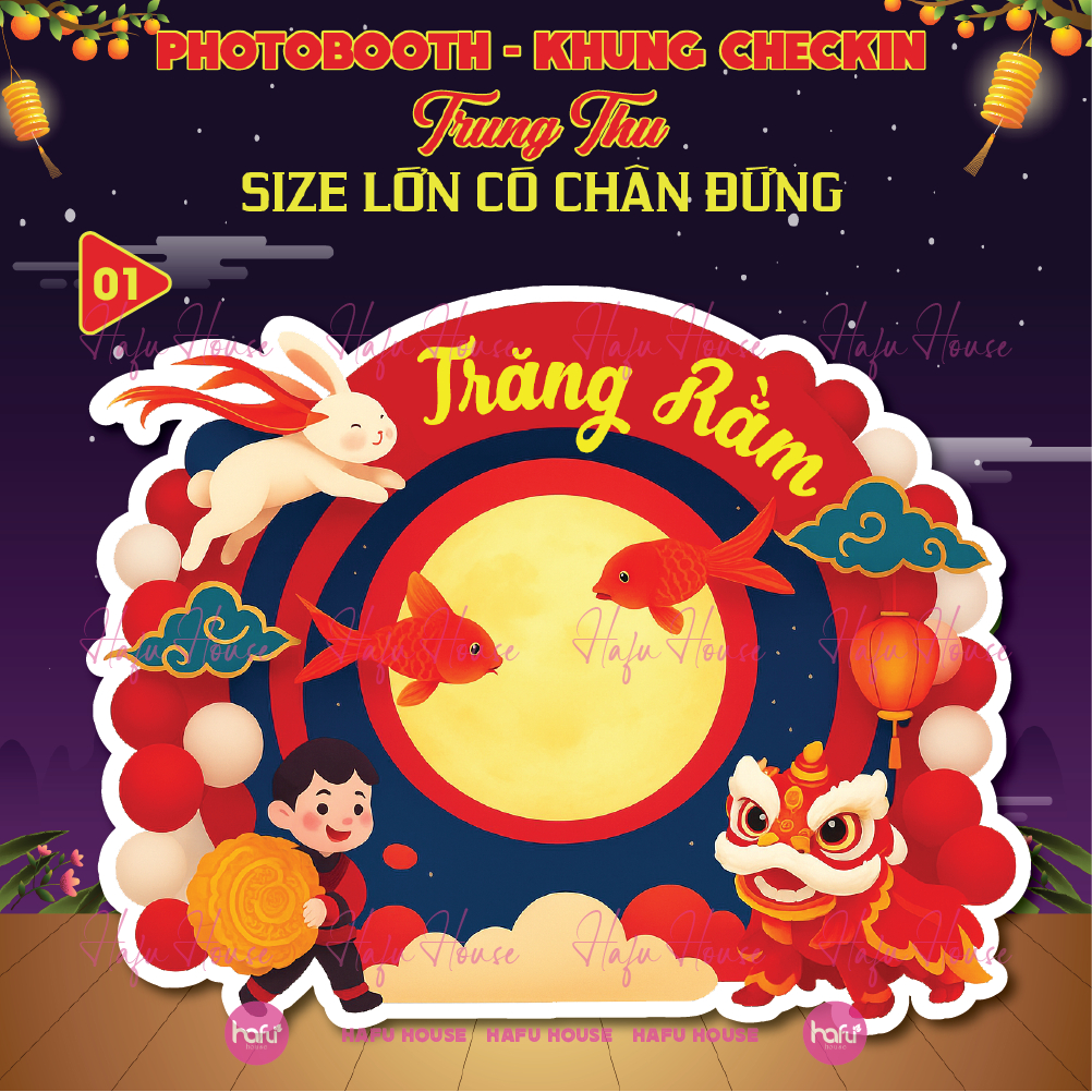 PHOTOBOOTH - MID-AUTUMN PRINTED CHECK FRAME - ขนาดปานกลางพร้อม FORMEX HAFU HOUSE BASE 5mm (1-30)