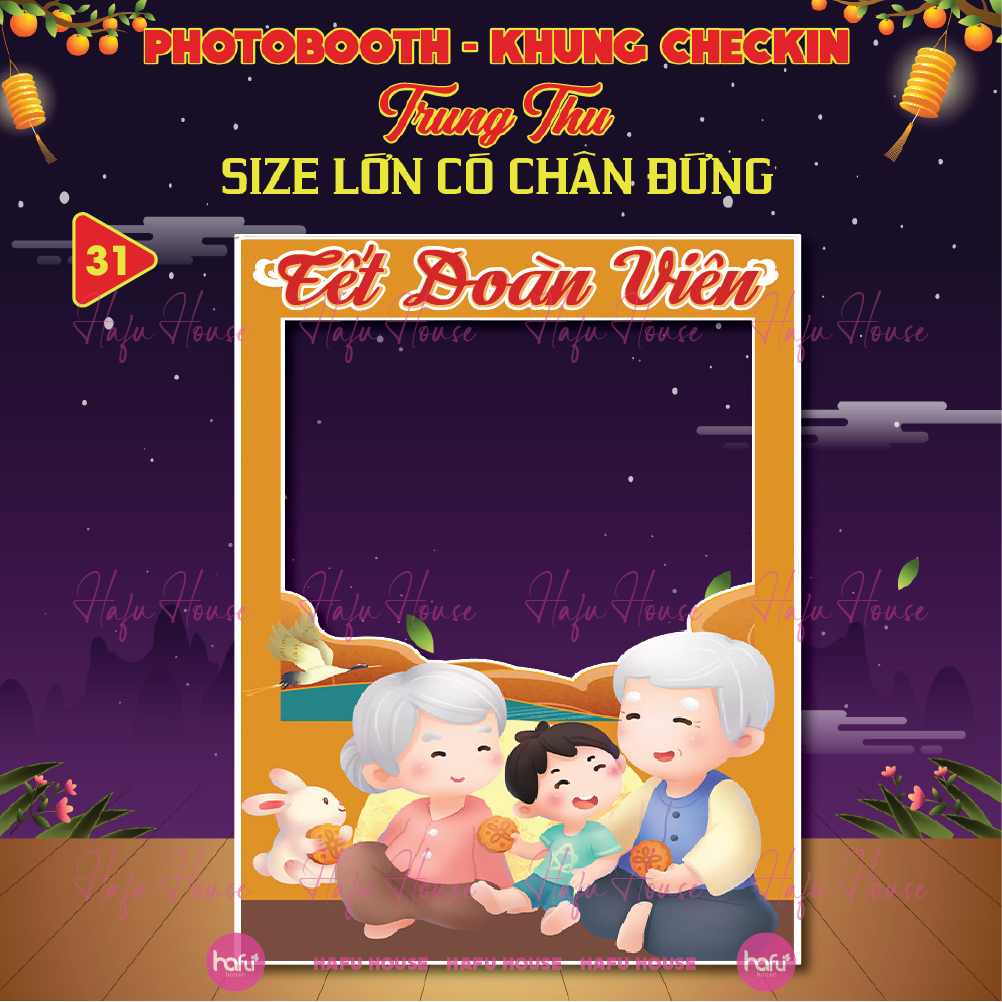 PHOTOBOOTH - MID-AUTUMN PRINTED CHECK FRAME - ขนาดปานกลางพร้อม FORMEX HAFU HOUSE BASE 5mm (31-60)