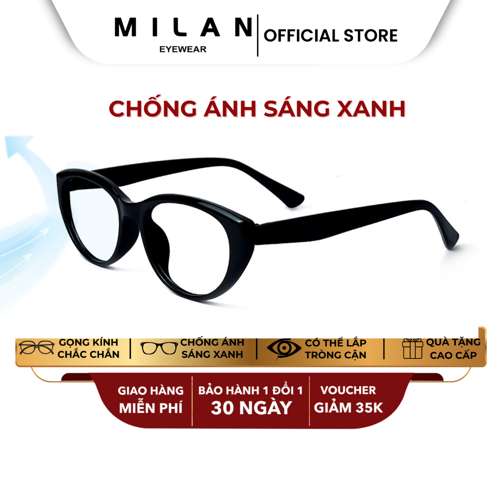 MILAN EYEWEAR กรอบแว่นตาตาแมวป้องกันแสงสีฟ้ารองรับข้อต่อเลนส์ตามสายตาสั้น MI39