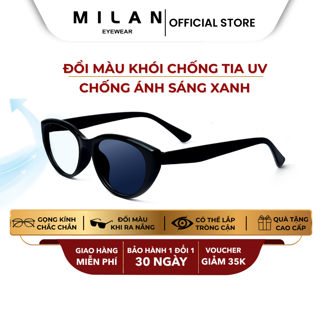 MILAN EYEWEAR กรอบแว่นตาตาแมวเปลี่ยนสีป้องกันแสงสีฟ้าสามารถติดตั้งระยะใกล้ได้ MI39