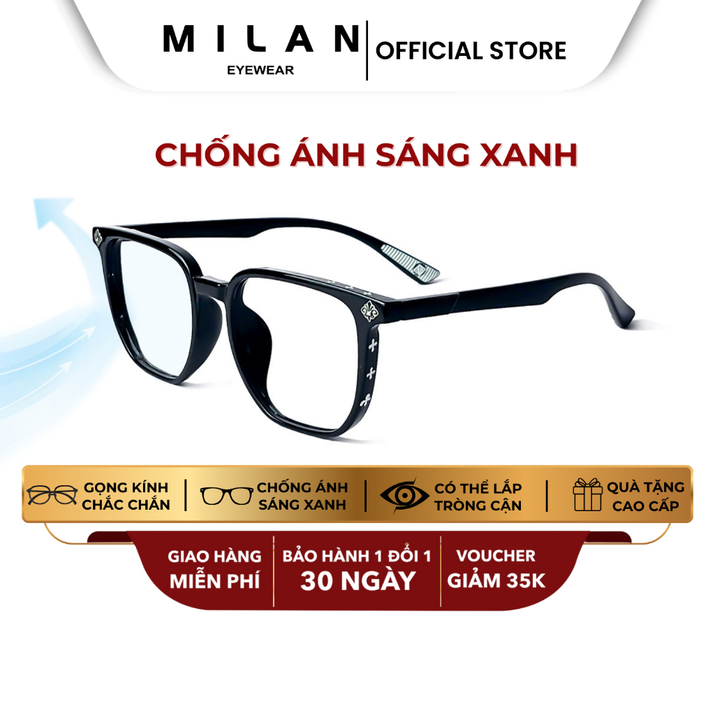 MILAN EYEWEAR กรอบแว่นตารูปหลายเหลี่ยมป้องกันแสงสีฟ้ารองรับการใช้เลนส์ตามสายตาสั้น MI42