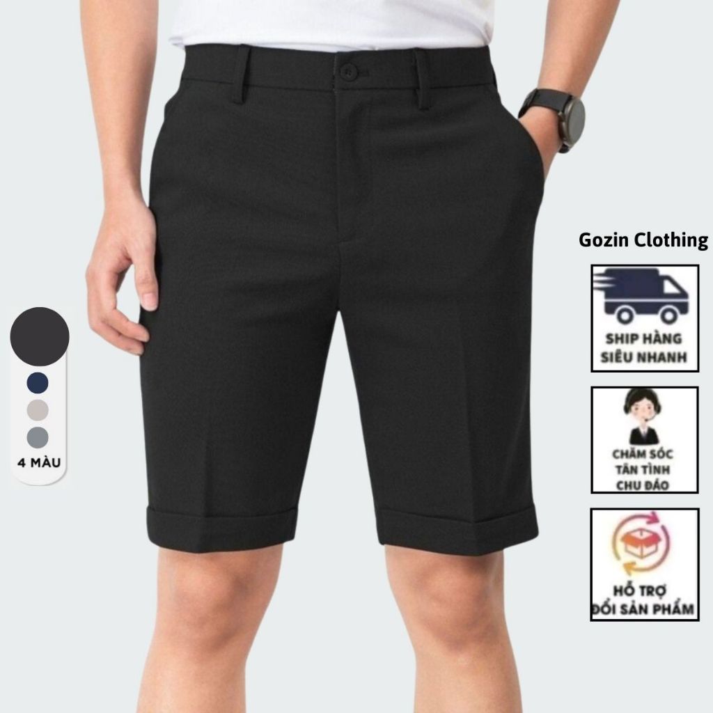 Gozin Clothing กางเกงขาสั้นลําลองผู้ชาย แฟชั่นไฮเอนด์ ฟอร์มสวย -Q03