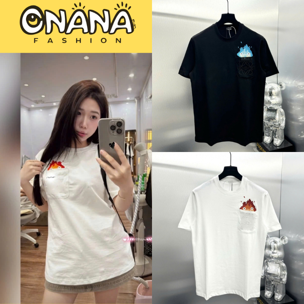 Noe Que เสื้อยืดผู้หญิง unisex คอกลม ผ้าฝ้ายเท่ๆ ทรงหลวม ปักไฟและน้ํา สไตล์ streetwear สุดฮอต ONANA