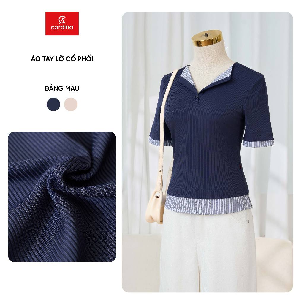 CARDINA เสื้อเชิ้ตผู้หญิงเนื้อนุ่มแขนและคอปกหลวม 5AFL02