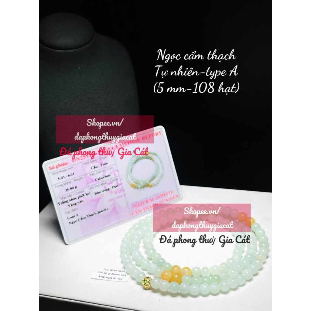 Jadite Marble 3-String Bracelet Chain A ขนาด 5 มม. 108 Svip Bead Inspected Goods