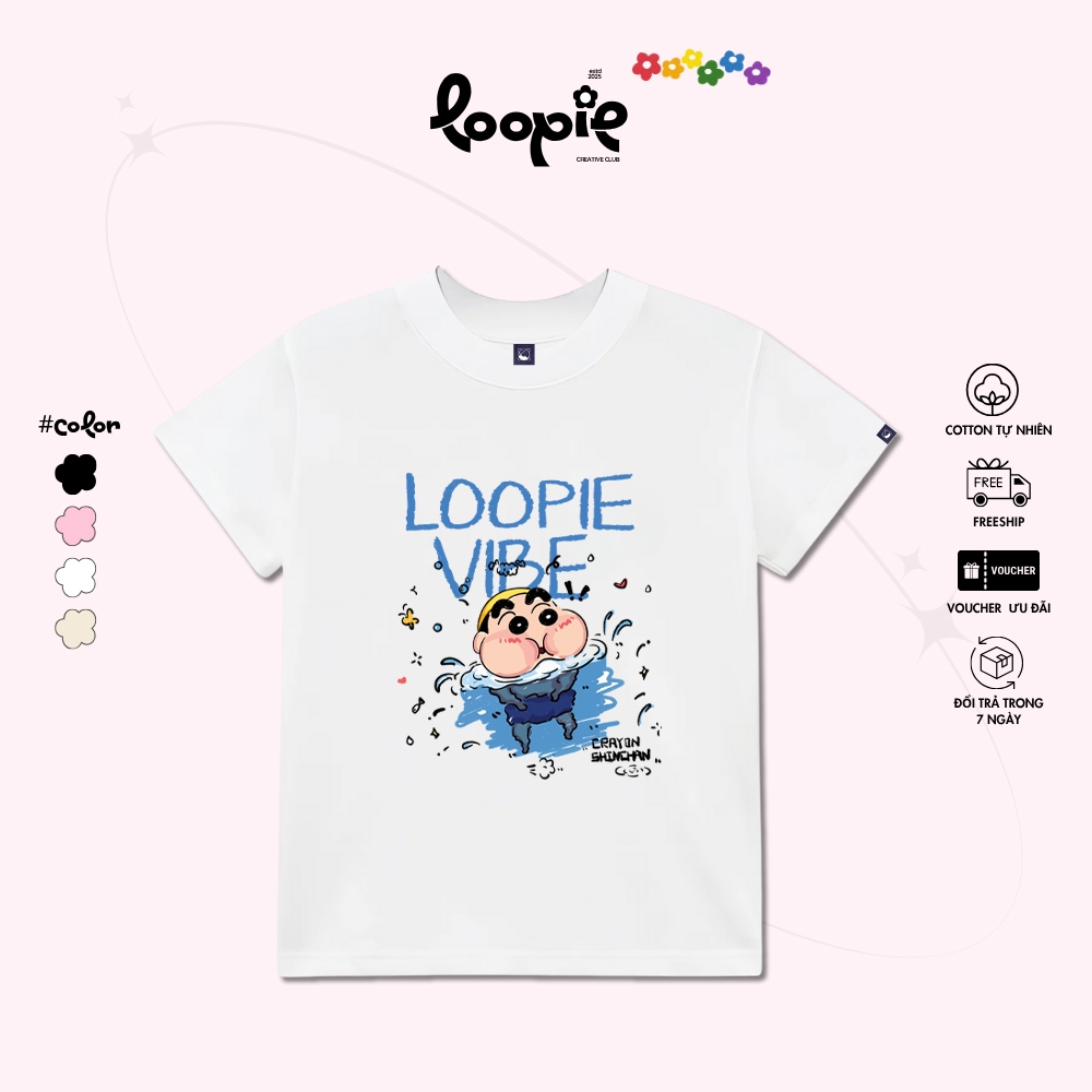 Baby Tee By Loopie Club BST79 พิมพ์ด้วย Shin Pencil Boy Swimming Training Cool Cotton สไตล์เกาหลี