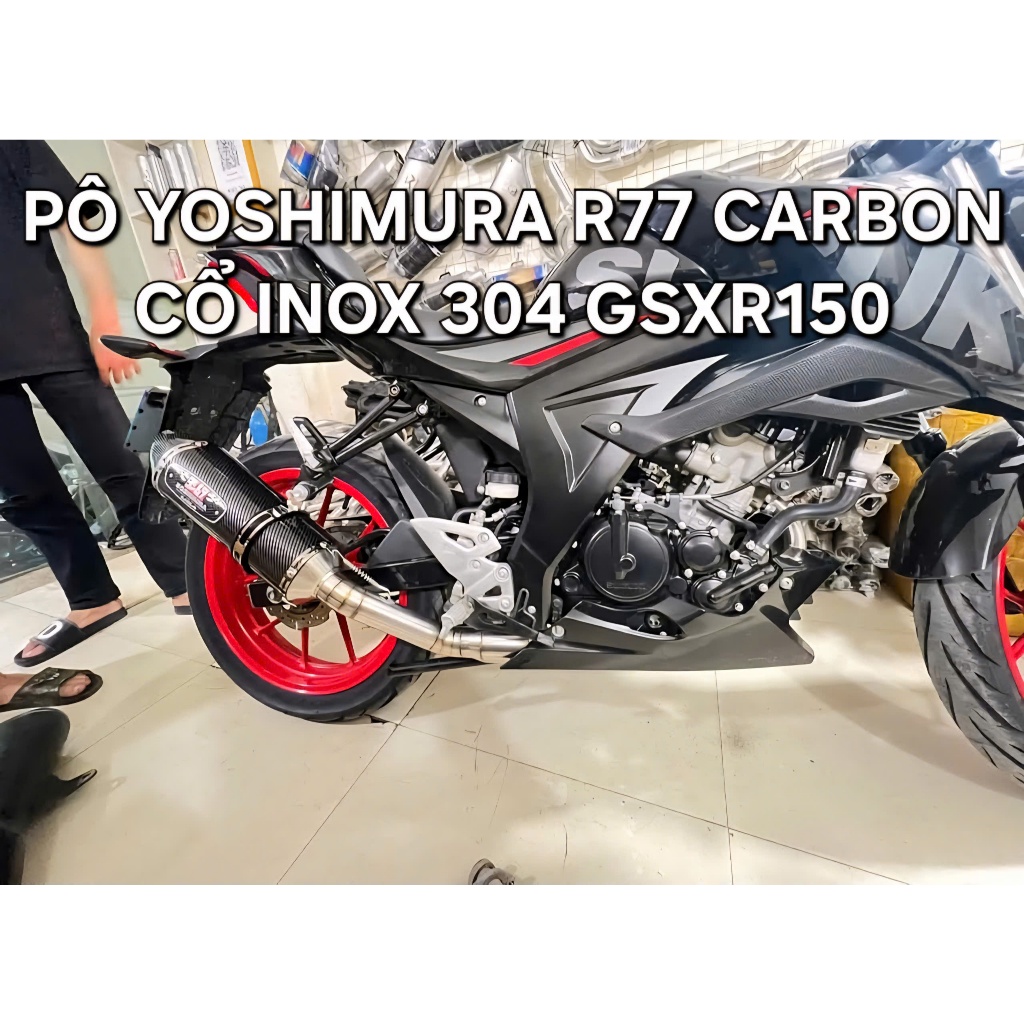 Yoshimura R77 คาร์บอนไอเสียและ 304 สต็อกสแตนเลส Suzuki GSX R150