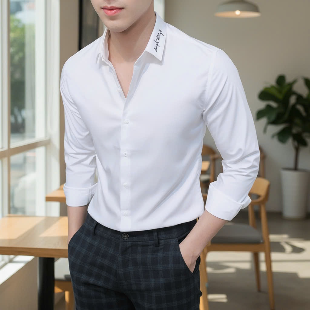 DEAL123SHOP เสื้อเชิ้ตแขนยาวผู้ชายสําหรับทํางานและปาร์ตี้หรูหรา