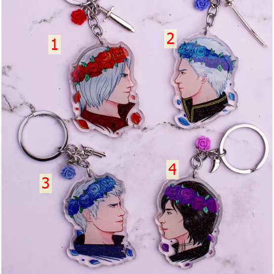 Devil May Cry Rose Crown อะคริลิค Charm พวงกุญแจกลิตเตอร์