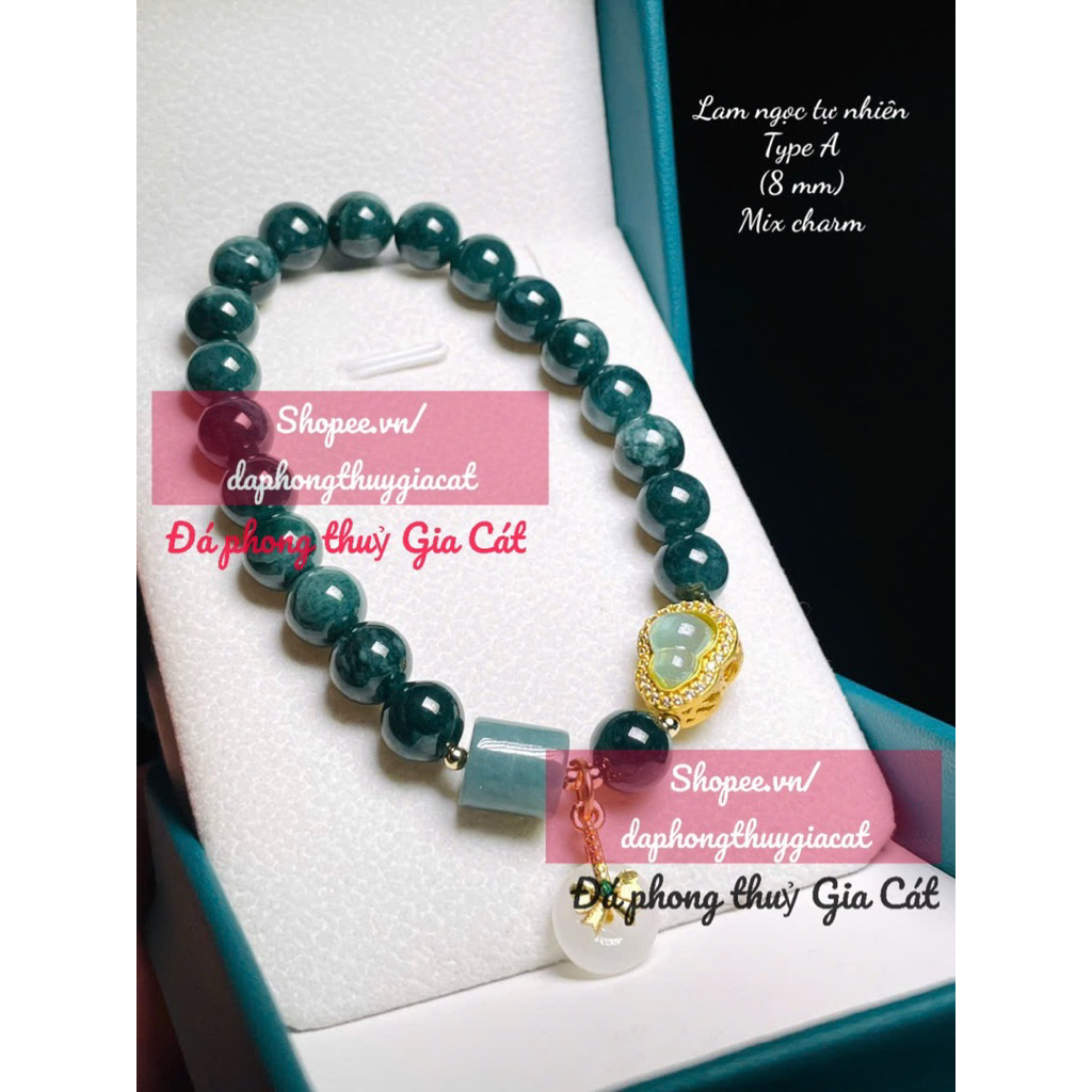 Da Lamouc Jadite 5A Mix Charm สร้อยข้อมือและกําไลขนาด 8 มม.Svip Inspected สินค้า