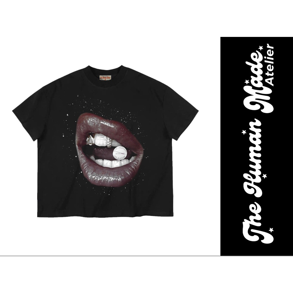 เสื้อยืด Boxy 250GSM | ในเพชร Grillz ปักลาย | มนุษย์ทํา Atelier | ผ้าฝ้าย 100%