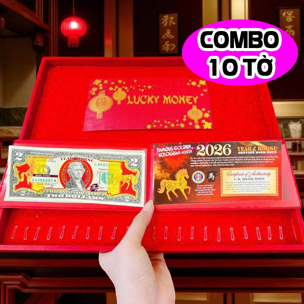 [IM CHEAPER] COMBO 10 ซองสีแดงพร้อมม้าชุบทอง USD 2 อัน 2026 Lunar ปีใหม่เป็นของขวัญและการตกแต่ง