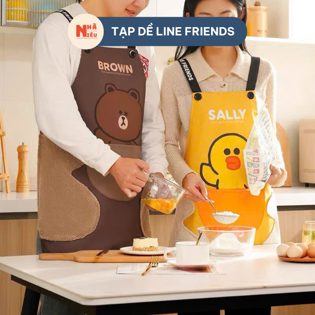 LINE FRIENDS เส้นเพื่อนผ้ากันเปื้อนบ้านน่ารักรูปร่างน่ารักทําอาหารสะอาดโดยไม่ต้องกังวลเกี่ยวกับเสื้อสกปรก เรียบร้อยแล้ว111