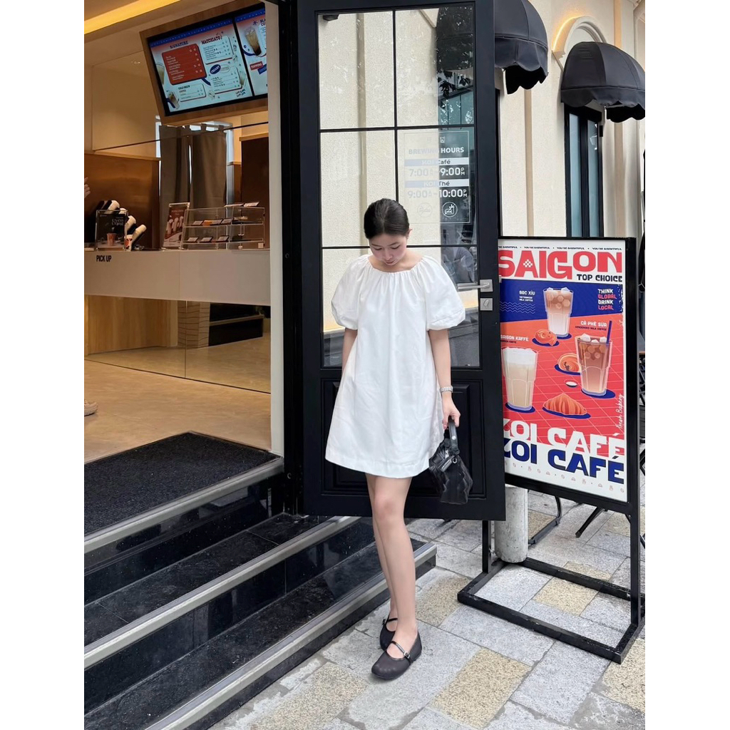 BELLA DRESS - Linen DRESS แขนพอง - D17