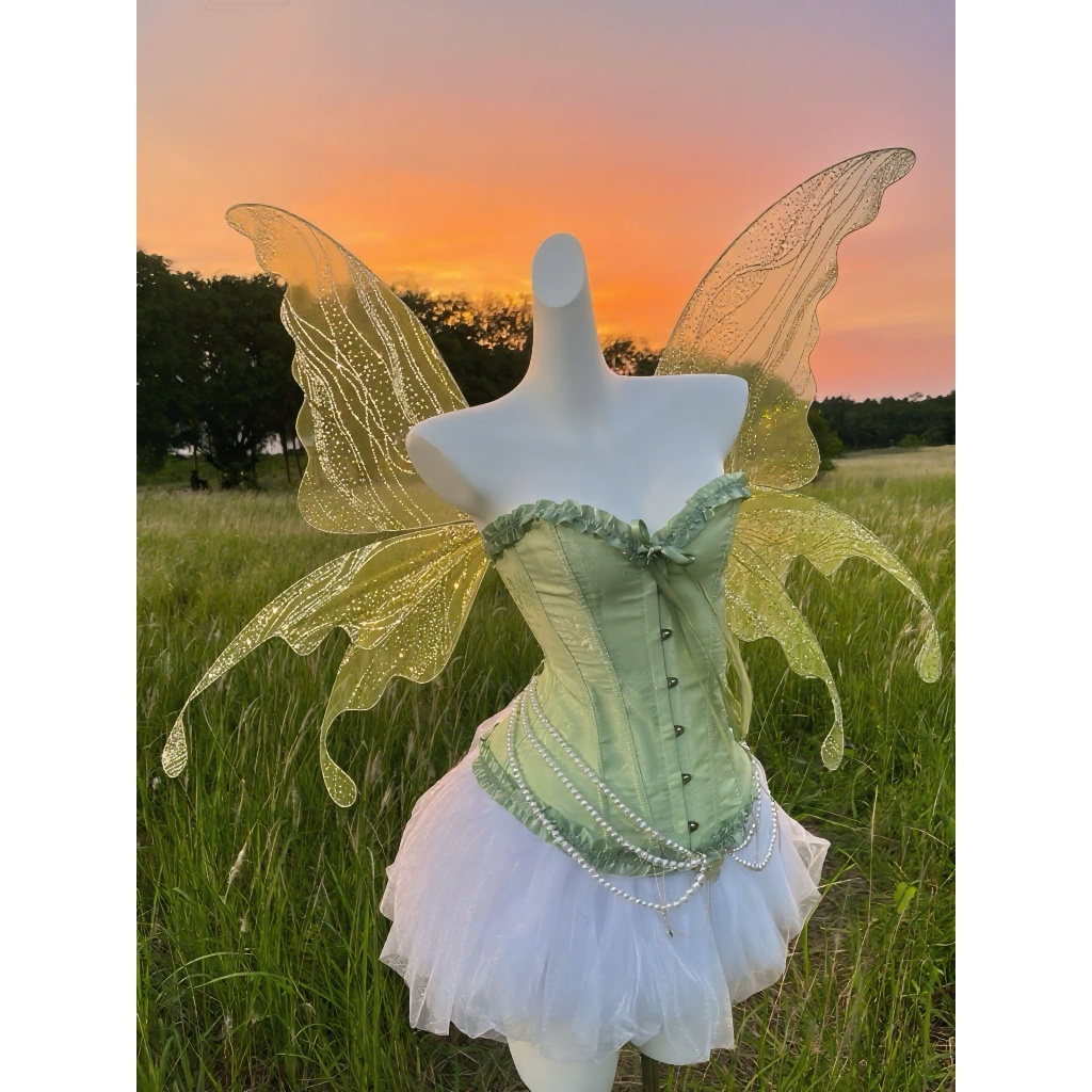 CORSET STORY- เสื้อรัดตัวผสมกระโปรงบานอุปกรณ์เสริมธีมเจ้าหญิงดิสนีย์tinkerbell QCCC