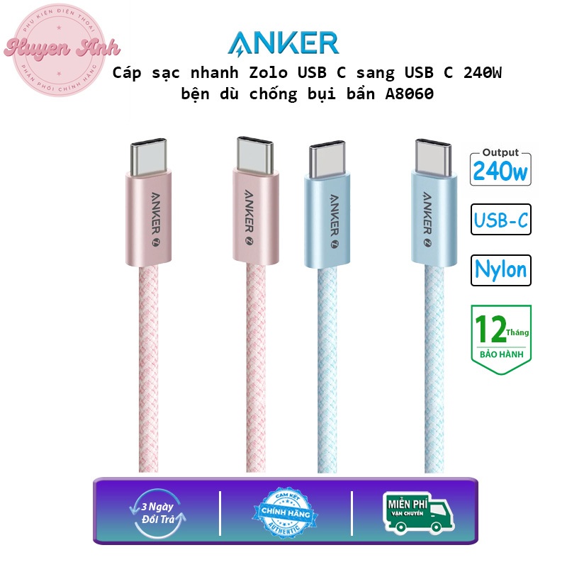 Anker 240w Zolo A8060 CtoC สายชาร์จเร็วสําหรับ IP17/16/15s series Samsung MAc แล็ปท็อป Andoid