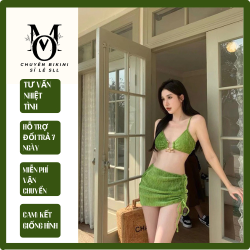 SET BIKINI ชุดว่ายน้ําชายหาดพร้อมฟองน้ําสามชิ้นหรูหรา MOM.ร้านช็อป