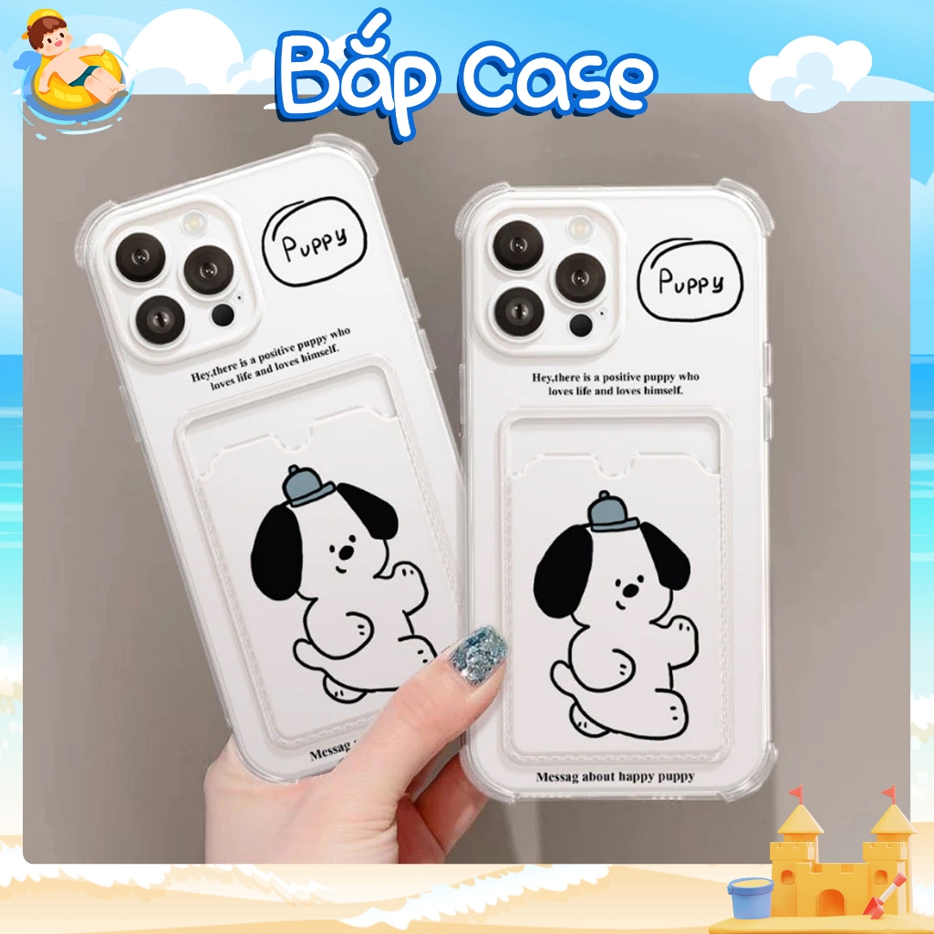 IPHONE Puppy Walk ซองใส่บัตรแบบยืดหยุ่น กันกระแทก เคสป้องกันกล้อง - iP 6/6s/7/8/Plus/X/XS/XR/11/12/1