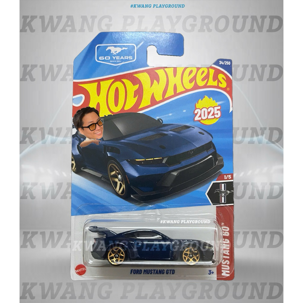กวางสนามเด็กเล่น - Hot Wheels basic Ford Mustang GTD รถโมเดล (สีน้ําเงิน) - Case P 2025