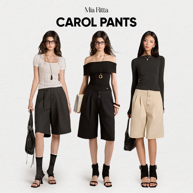 MIA RITTA กางเกงขาสั้นผู้หญิงความยาวกลาง CAROL PANTS กางเกงขาสั้นขากว้างถอดออกได้ - B00012