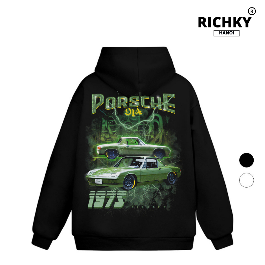 Richky Hanoi Premium Hoodie Porsche 914 1973 Retro Vintage สีเขียว