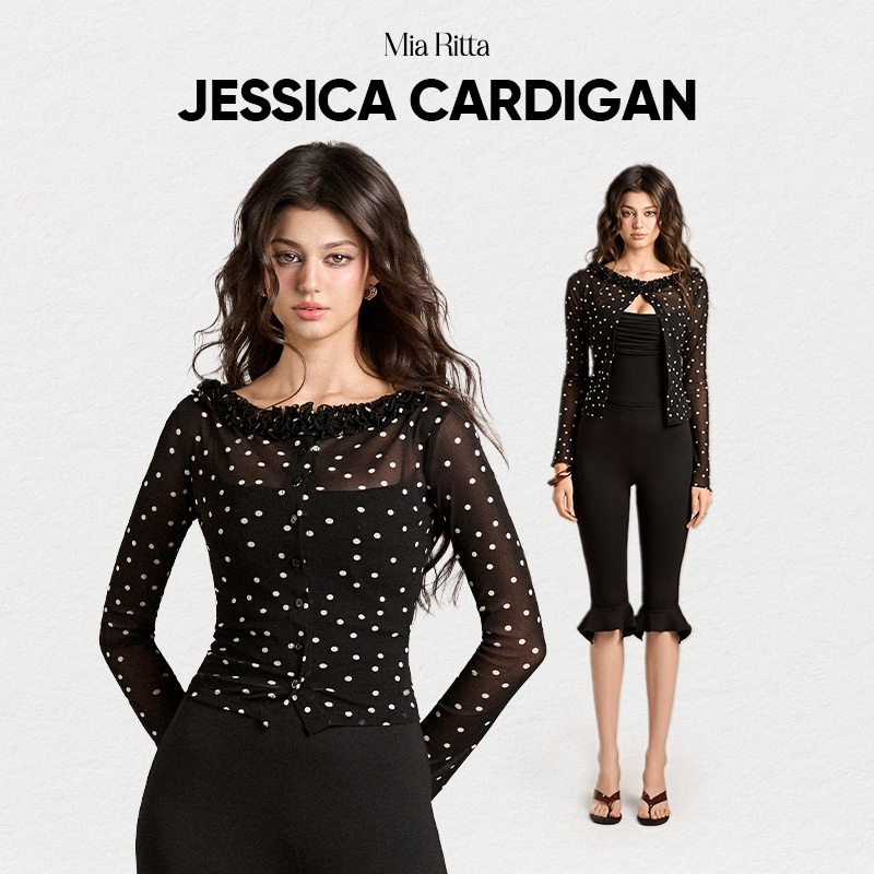 [SEPARATED SET] คาร์ดิแกนและเสื้อกล้ามผู้หญิง MIA RITTA, JESSICA CARDIGAN ฟิกเกอร์-เสื้อแจ็คเก็ตคอกล