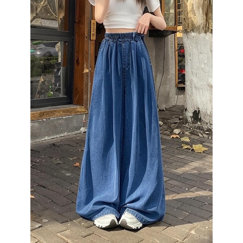 ONEFA กางเกงยีนส์ผู้หญิงทรงหลวมเอวยางยืด มีสไตล์ อ่อนเยาว์ แฟลต คอนซีลเลอร์ ไซส์ S-3XL [QJF275]