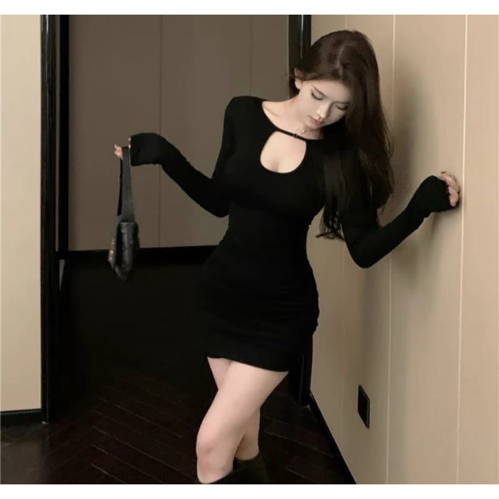 ชุดเดรสบอดี้คอนคล้องคอแขนยาวไซส์ใหญ่ 40-120กก. (bb6)