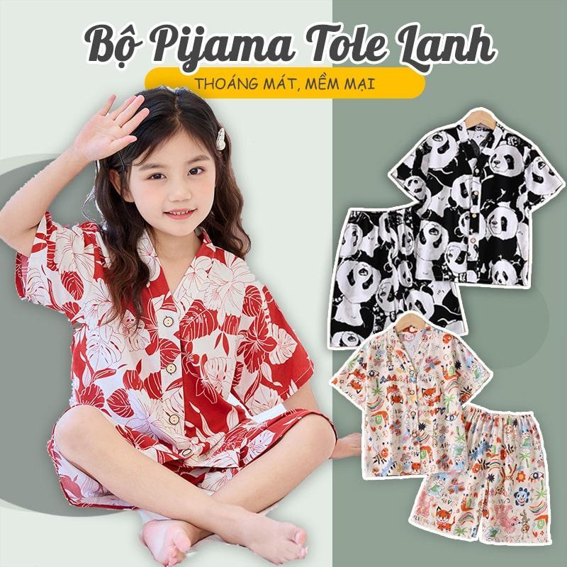 กวางโจวชุดชุดนอนผ้าลินินแขนสั้นเลือกรุ่นสําหรับเด็ก11-58กิโลกรัม