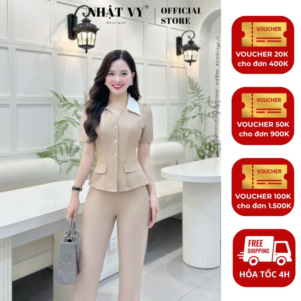 เสื้อออฟฟิศ Nhat Vy (PANT NOT INCLUDED) เสื้อเชิ้ตกระดุมทรงเข้ารูป - D3465