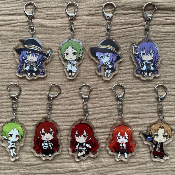 Porte-claés acrylique Tensei Mushoku Tensei, porte-clés Musrlés double face, Rudeus Greyrat, Roxy Mi