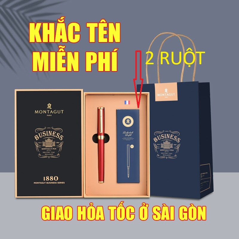 คุณภาพสูง ปากกาลายเซ็น Montagut 302, ฟรีปากกาป้าย NAME ENGRAVED บนโลโก้ REQUEST ENGRAVING - กล่องเต็