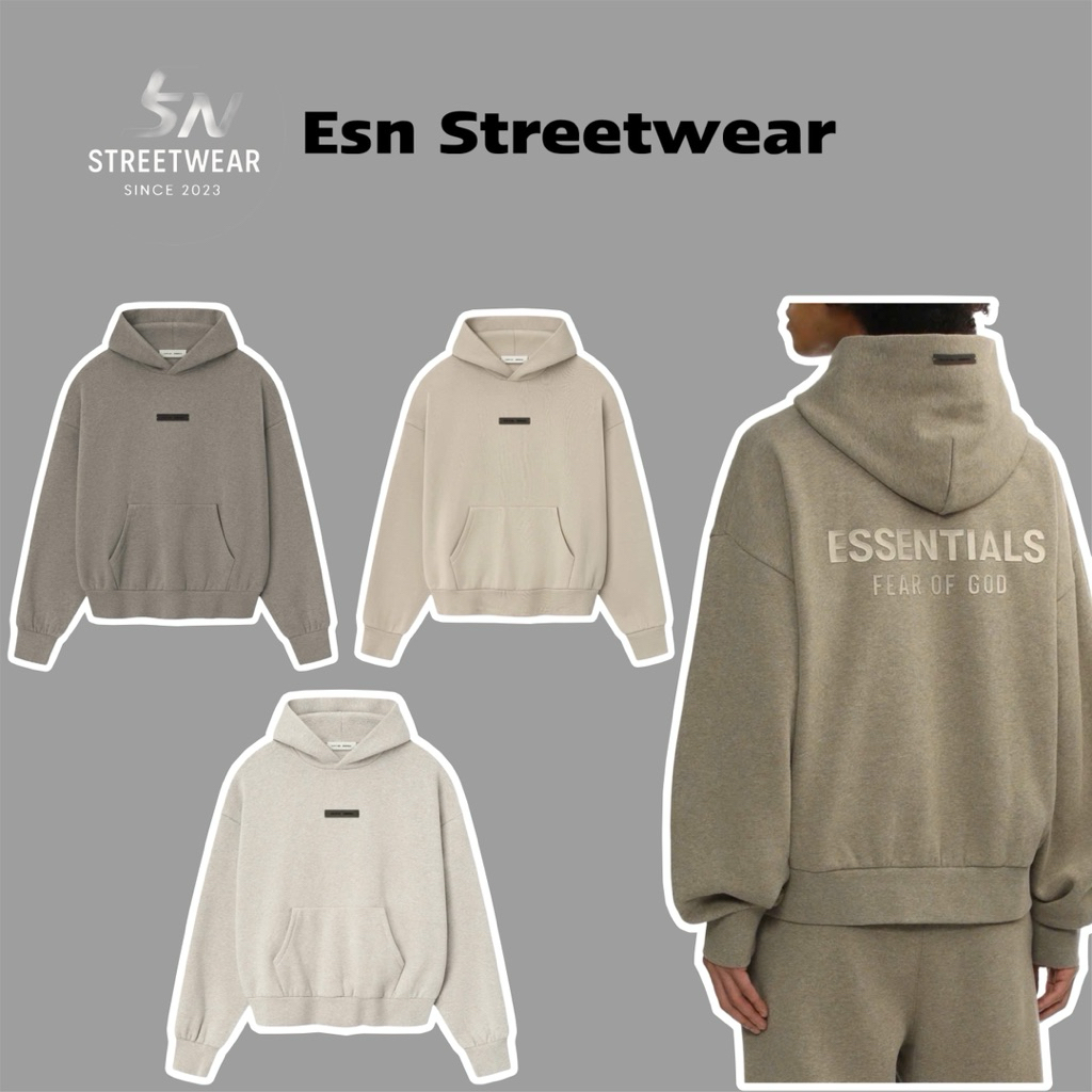 [ของแท้] เสื้อฮู้ด Essentials Fear Of God Classic Flece SS25 เสื้อกันหนาวมีฮู้ดผ้าฟลีซ Essentials ขอ