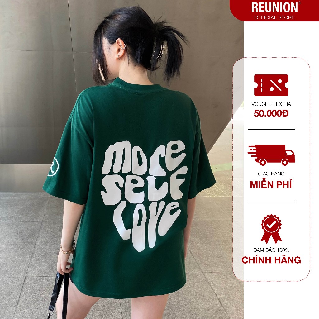 REUNION SLC Green Tee - เสื้อยืดผ้าฝ้ายโอเวอร์ไซส์ REUNION ของแท้สําหรับผู้ชายและผู้หญิง