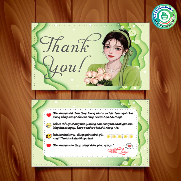 ตัวอย่างการ์ด Thank You Q1 - การประมวลผลการพิมพ์ Pro