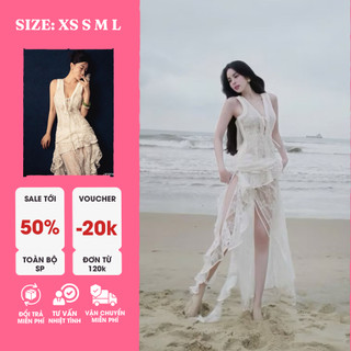 Đầm Maxi Ren Bèo Hở Lưng Quyến Rũ – Thiết Kế Nữ Tính, Phong Cách Sang Trọng, Đi Tiệc, Du Lịch, Hẹn Hò