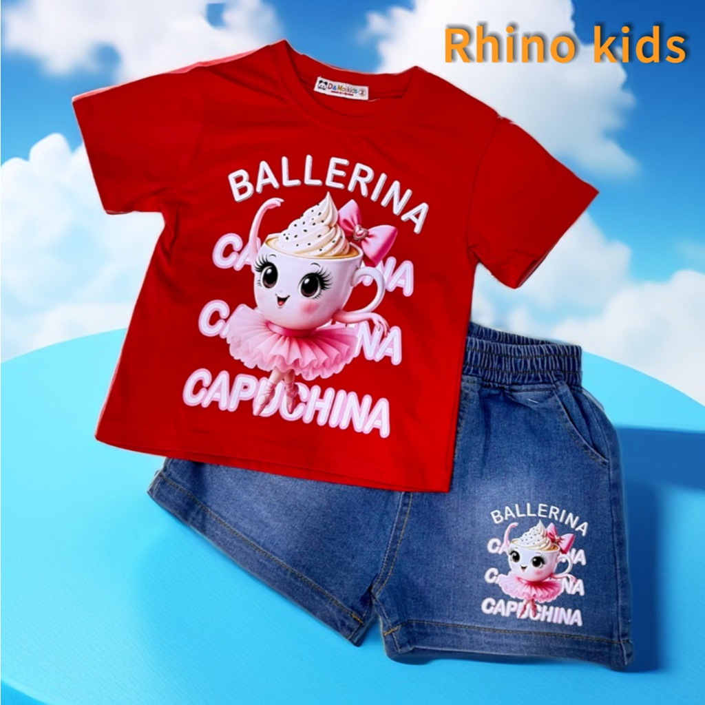 RHINO KIDS FASHION SHOP _ ชุดเด็กผู้หญิงพร้อมเสื้อและยีนส์ผ้าฝ้าย 4 ทิศทาง made in Vietnam SKU15