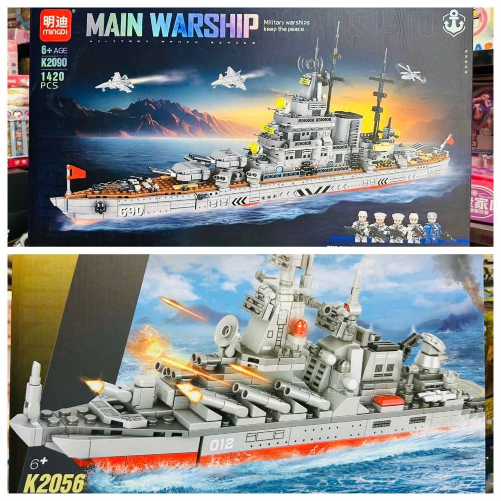 MINGDI WARSHIP ของเล่นประกอบโมเดลมี 2 การจําแนก SLAVA 012 K2056 & MAIN WARSHIP K2090