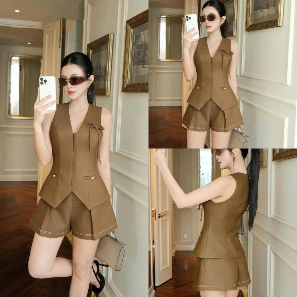 Set G39 (เสื้อและกางเกง) เสื้อกั๊กพร้อมกางเกง By Thu Skirt