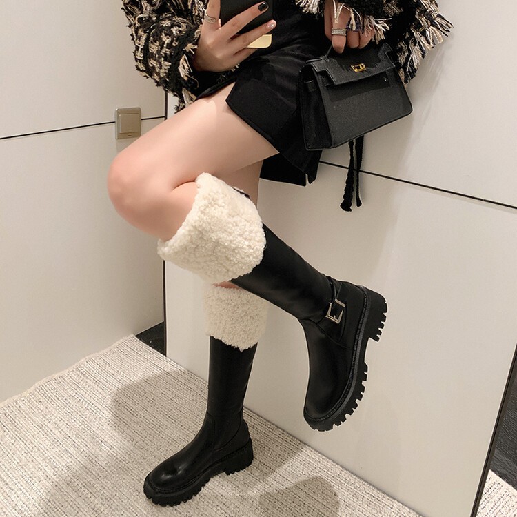 รองเท้าบูทต้นขาคอปกขนหิมะสําหรับผู้หญิงคุณภาพสูง QCC Fullbox 2025 มาตรฐาน