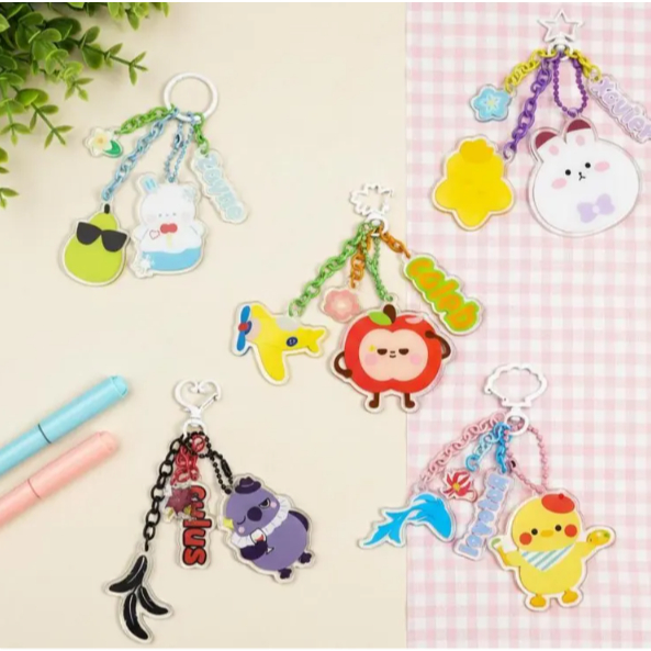 Love and Deepspace พวงกุญแจน่ารัก Charm, Bunbun Artsy Bird Happy Snowman Grumpy Crow Sunny Apple, Sylus Xavier Rafaye