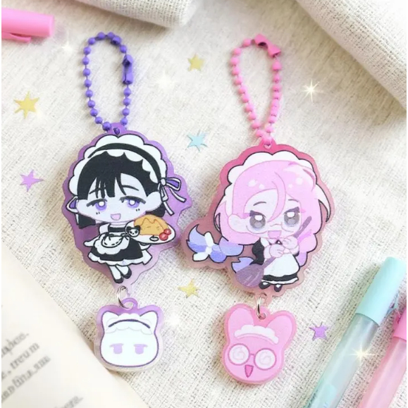 2x Alien Stage พวงกุญแจ Charm Mizi และ Sua อะคริลิคพวงกุญแจ Kawaii กระเป๋าเป้สะพายหลังจี้เครื่องประด