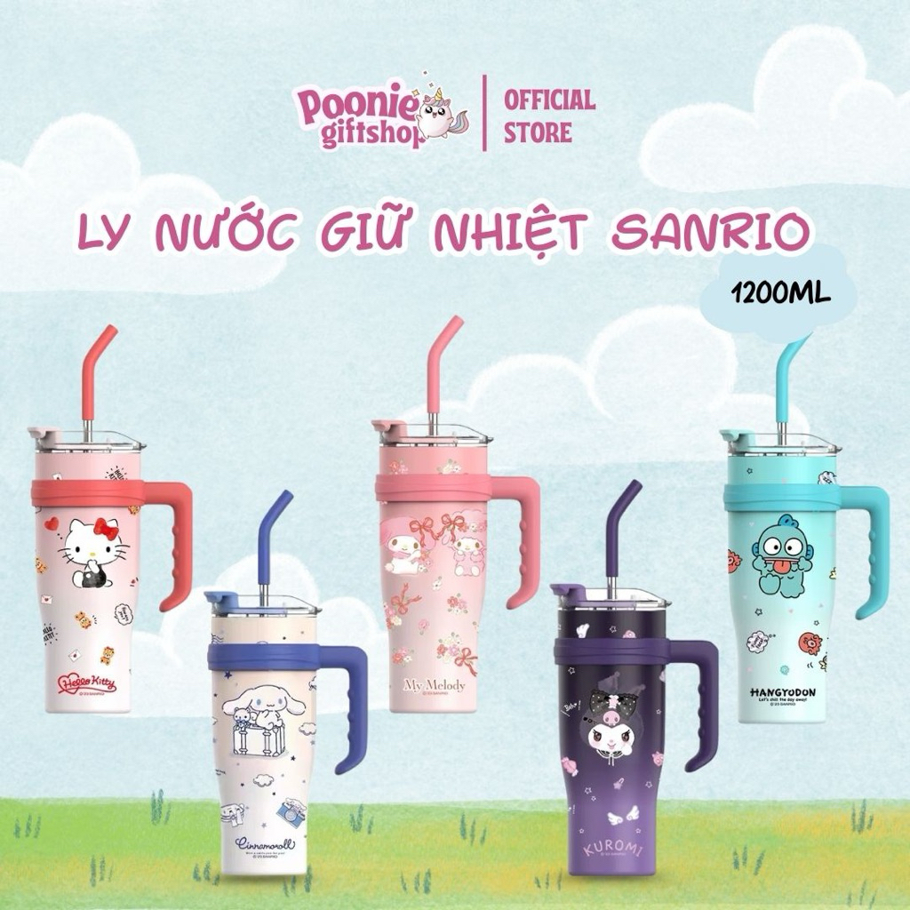 แก้วน้ําเก็บความเย็น Sanrio พร้อมหลอด 1200mL